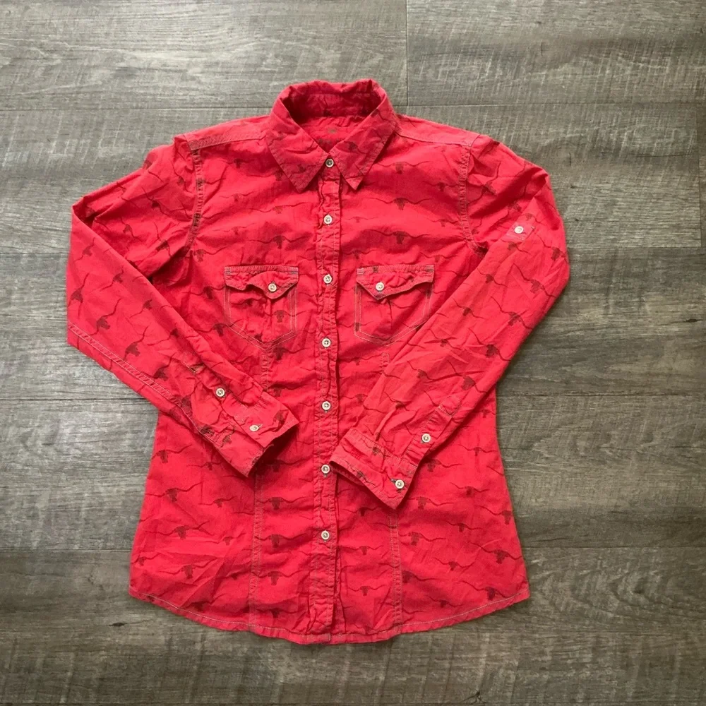 Barn Fly Trading Red Button Down Shirt - Picture 1 of 4